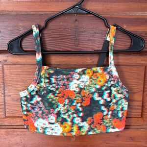 Offline by Aerie Blurred Floral Sports Bra Size M
